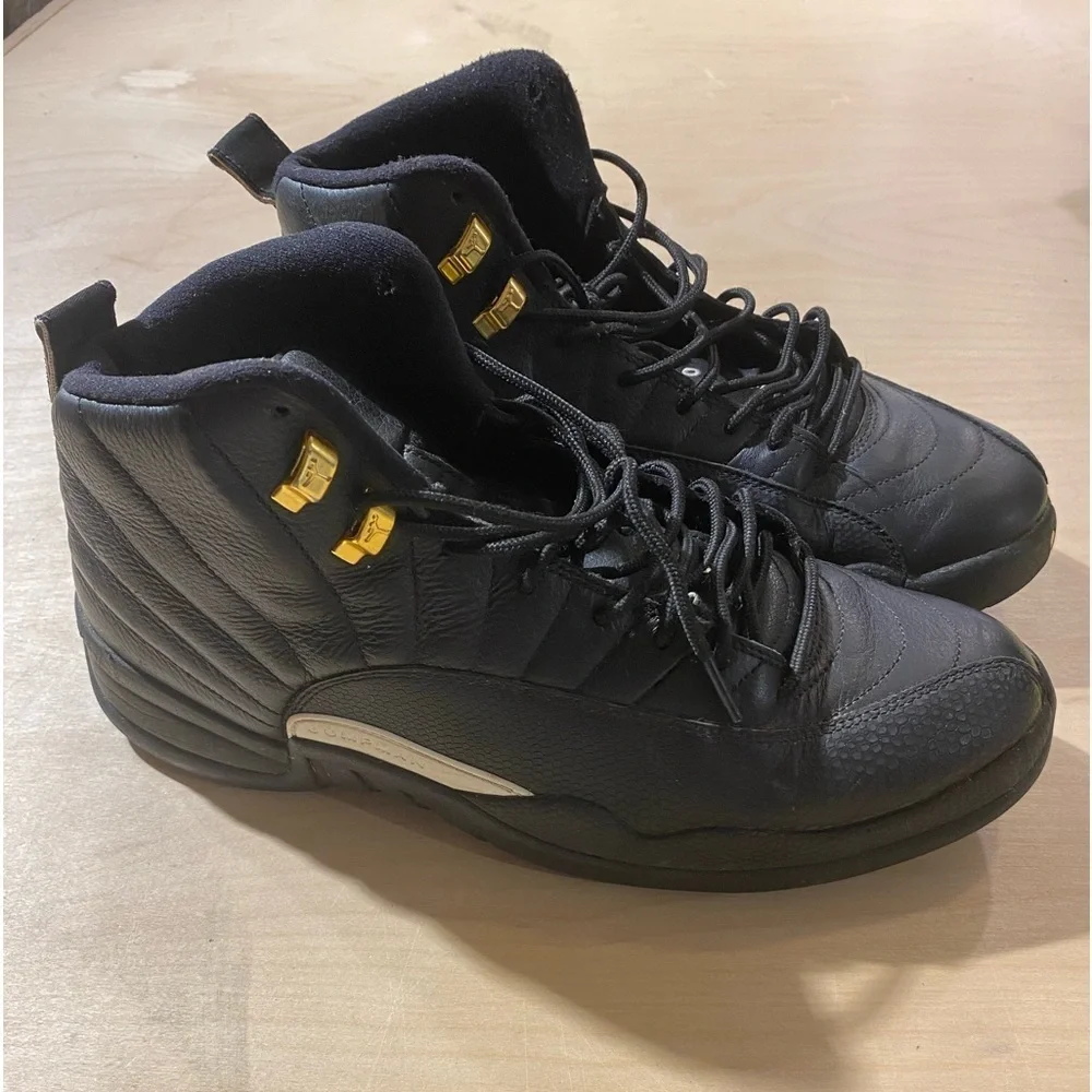 Air Jordan 12 Retro Master Black Gold Sneakers Size 12